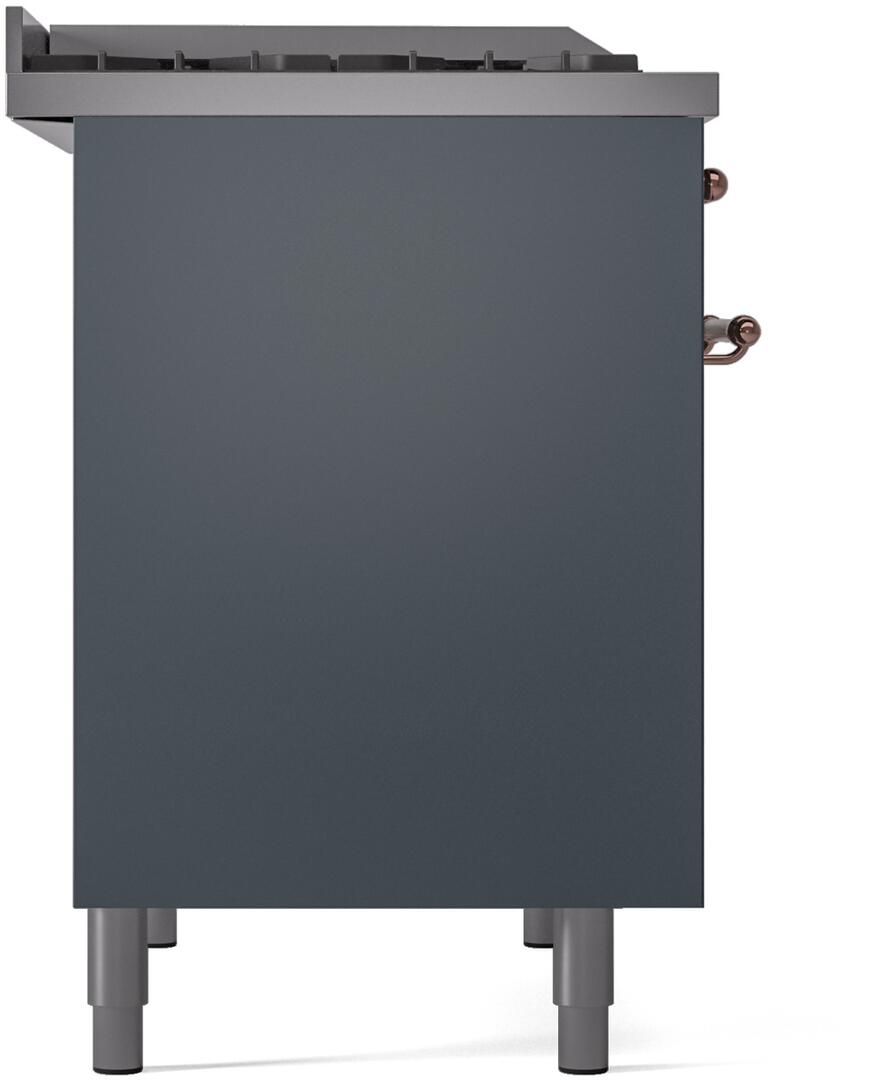Nostalgie II 40 Inch Dual Fuel Liquid Propane Freestanding Range in Blue Grey with Copper Trim