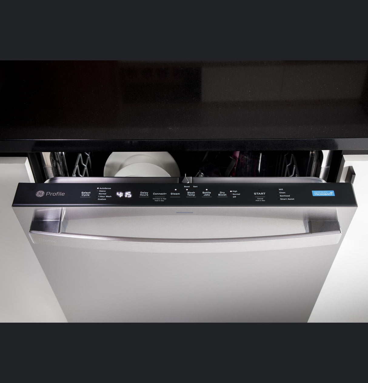 GE Profile™ ENERGY STAR® Fingerprint Resistant Top Control Stainless Interior Dishwasher with Microban™ Antimicrobial Technology