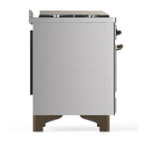 ILVE UM36FNR3SSB Majestic III 36 inch Dual Fuel Range with 6 Black Brass Burners and Griddle, Dual Function Burner up to 25,000 BTU (Triple Glass Door, Stainless Steel, Burnished, Natural Gas)