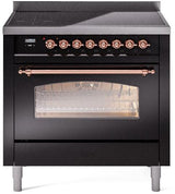 Nostalgie II 36 Inch Electric Freestanding Range in Glossy Black with Copper Trim
