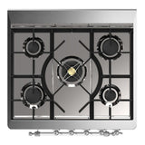 ILVE UM30QNR3MBC Majestic III 30 inch Dual Fuel Range with 5 Black Brass Burners, Dual Function Burner up to 25,000 BTU (Natural Gas, Solid Door, Midnight Blue, Chrome)