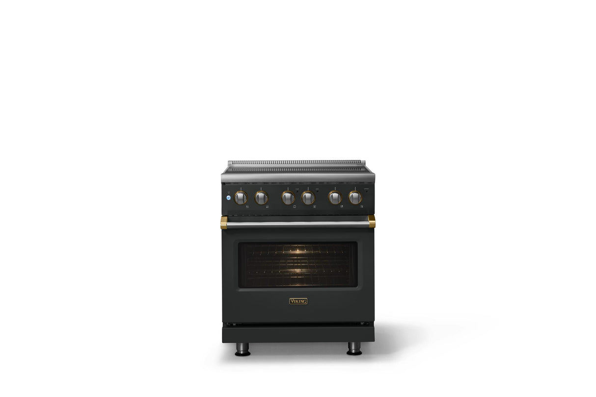 30"W. Electric Range (Finish: Antique Bronze, Trim: Brushed Brass)