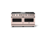 60"W.Dual Fuel Range (Finish: Blush, Trim: Polished Chrome, Fuel: Natural Gas)
