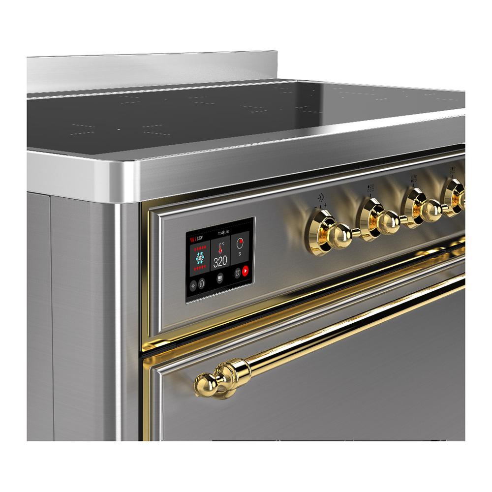 ILVE UMIB48QNR3SSG Majestic III 48 inch Induction Range with 6 Elements, 5.02 cu. ft. Total Oven Capacity (Solid Door, Stainless Steel, Brass)