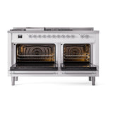 ILVE UN60FSQNMPRACLP Nostalgie II Noblesse 60 inch Dual Fuel Range (7 Sealed Burners + Griddle + French Top, Liquid Propane, Solid Door, RAL, Chrome)