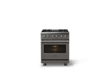 30"W. Dual Fuel Range (Finish: Damascus Gray, Trim: Polished Chrome, Fuel: Natural Gas)