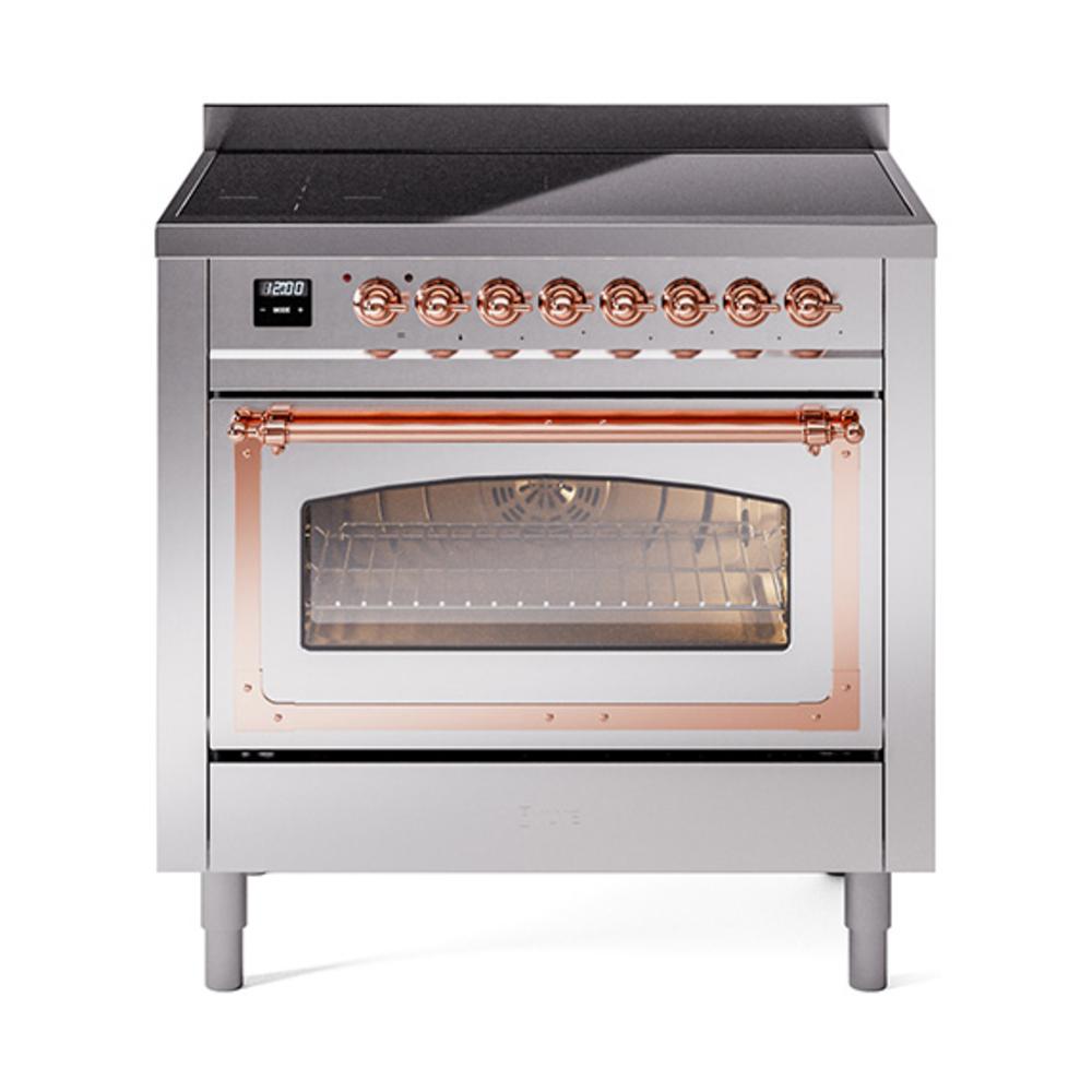 ILVE UNI366NMPSSP Nostalgie II Noblesse 36 inch Induction Range (Triple Glass Door, Stainless Steel, Copper)