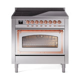 ILVE UNI366NMPSSP Nostalgie II Noblesse 36 inch Induction Range (Triple Glass Door, Stainless Steel, Copper)