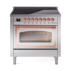 ILVE UNI366NMPSSP Nostalgie II Noblesse 36 inch Induction Range (Triple Glass Door, Stainless Steel, Copper)
