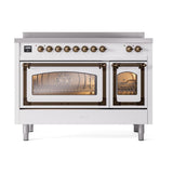 ILVE UNI486NMPWHB Nostalgie II Noblesse 48 inch Induction Range (Triple Glass Door, White, Burnished)