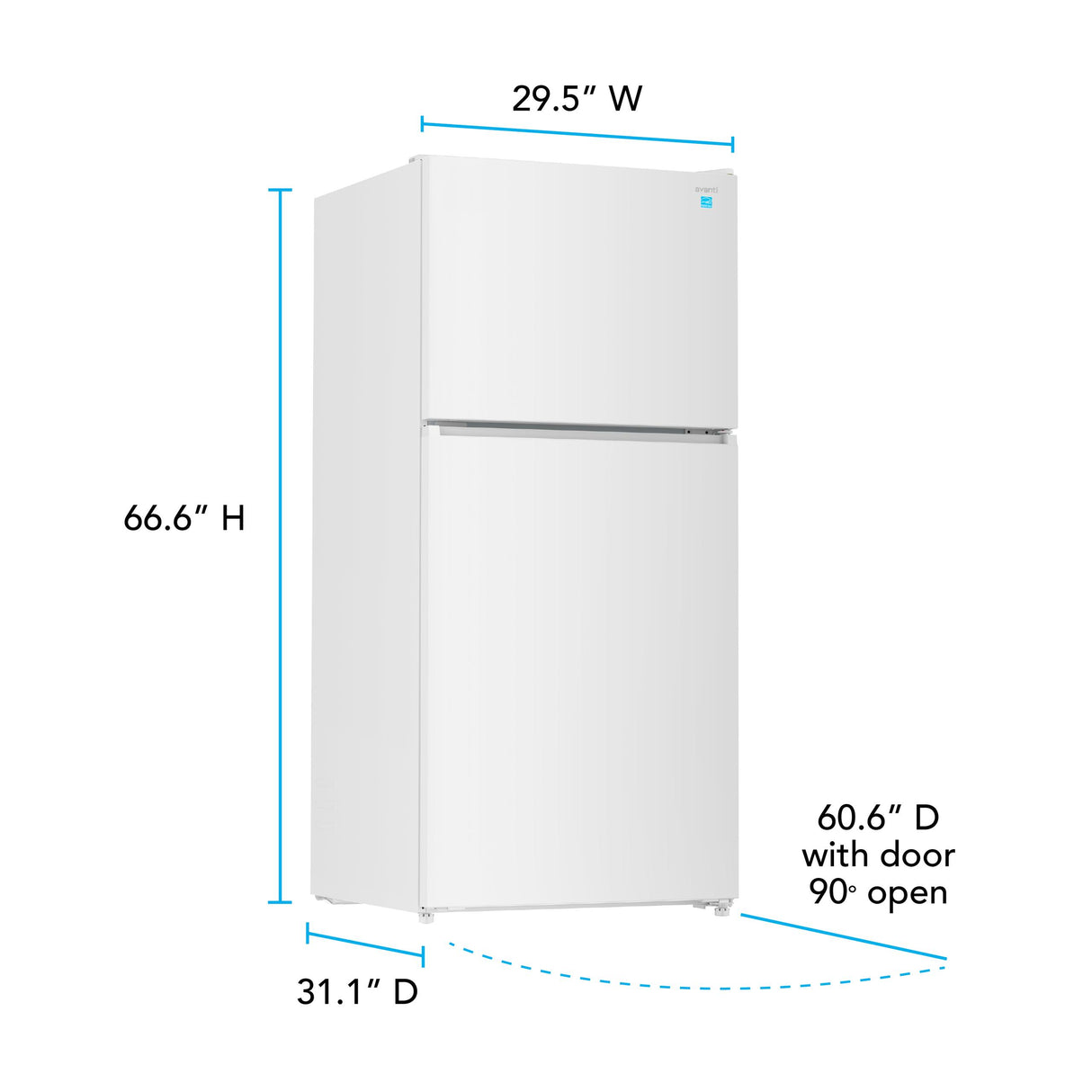 Avanti MaxxSpace Insulation™ Technology Garage-Ready Frost-Free Ice Maker-Ready Refrigerator, 21 cu. ft., ENERGY STAR, White (AVFF21DLJM0W)
