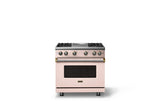 36"W. Sealed Burner Gas Range (Burner: 4g, Finish: Blush, Trim: Brushed Brass, Fuel: Natural Gas)