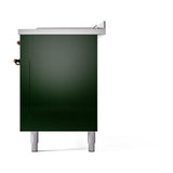 ILVE UN60FSQNMPEGB Nostalgie II Noblesse 60 inch Dual Fuel Range (7 Sealed Burners + Griddle + French Top, Natural Gas, Solid Door, Emerald Green, Burnished)