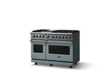 48"W. Dual Fuel Range (Burner: 6g, Finish: November Sky, Trim: Brushed Brass, Fuel: Natural Gas)