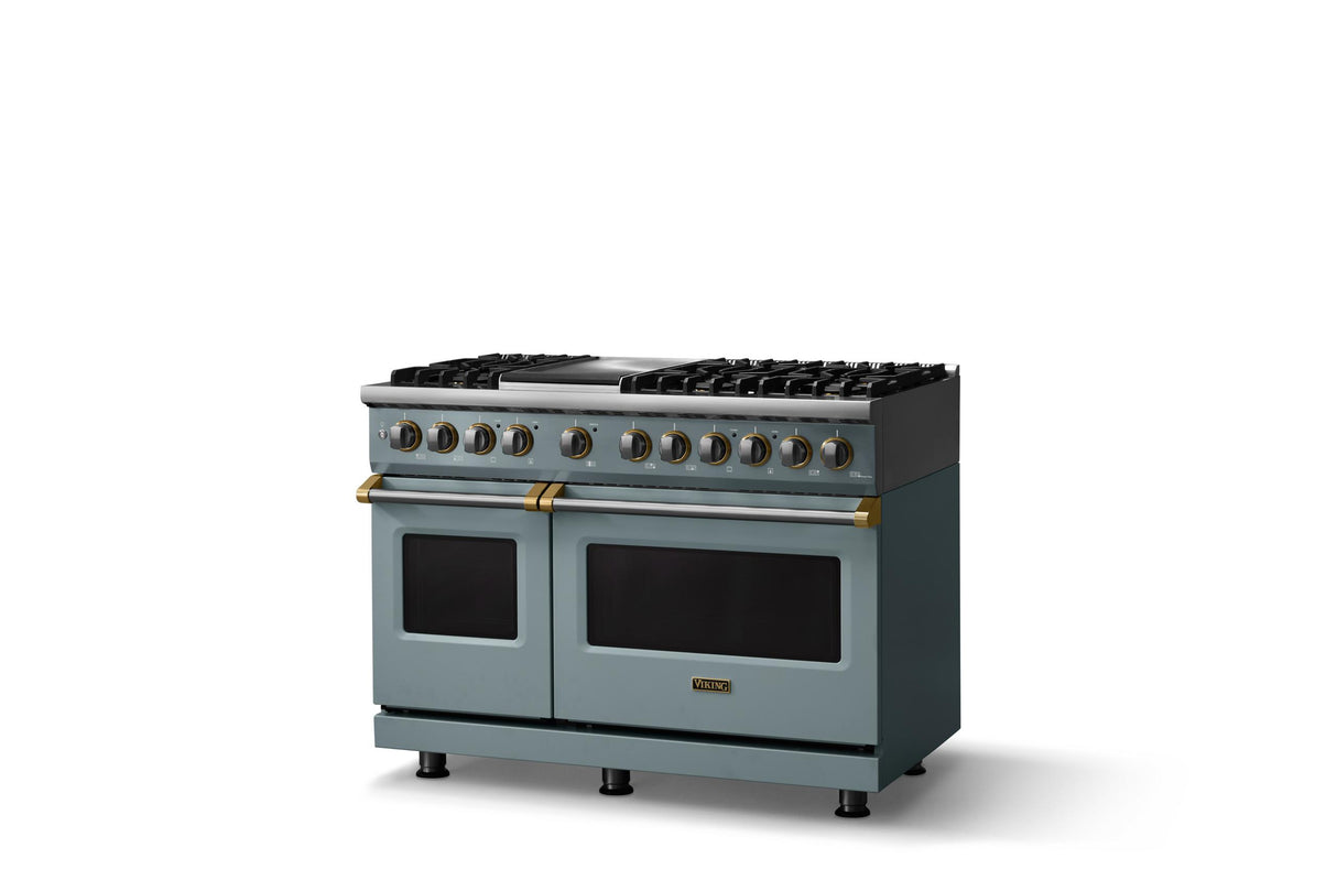 48"W. Dual Fuel Range (Burner: 6g, Finish: November Sky, Trim: Polished Chrome, Fuel: Propane)