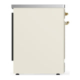 ILVE UMIB30QNR3AWG Majestic III 30 inch Induction Range with 4 Elements, 4 cu. ft. Oven Capacity (Solid Door, Antique White, Brass)