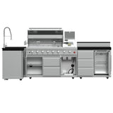 FORNO Bulnes 40-Inch BBQ, 95,000 BTU, 5 Burners, Sear & Rotisserie Infrared with Side Burner, Stainless Steel Outdoor Kitchen with 1.8 cu.ft. Beverage Center & Black Granite Countertops