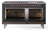 Nostalgie II 60 Inch Dual Fuel Liquid Propane Freestanding Range in Matte Graphite with Copper Trim