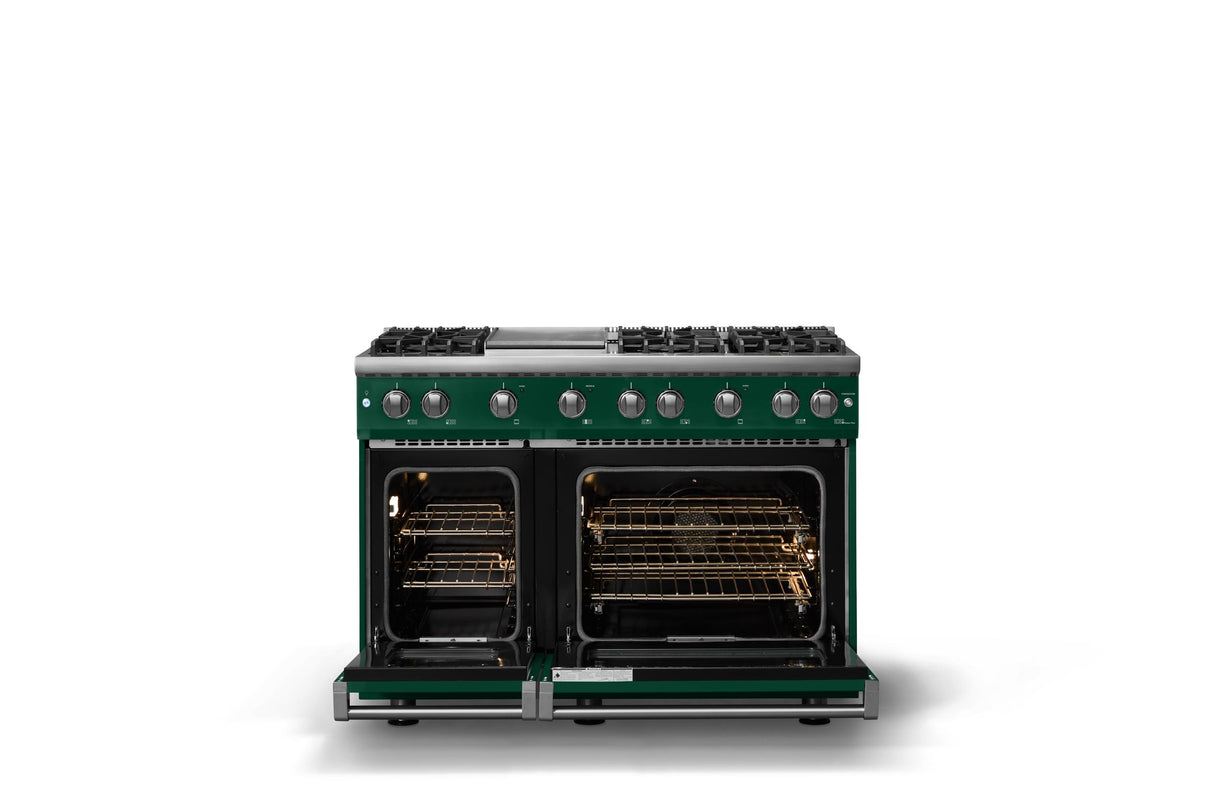 48"W. Sealed Burner Gas Range (Burner: 6g, Finish: Ivy, Trim: Polished Chrome, Fuel: Natural Gas)