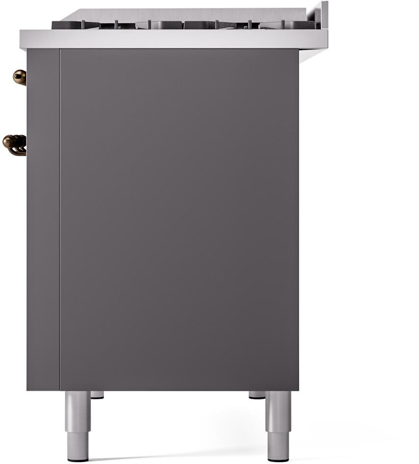 Nostalgie II 48 Inch Dual Fuel Liquid Propane Freestanding Range in Matte Graphite with Bronze Trim