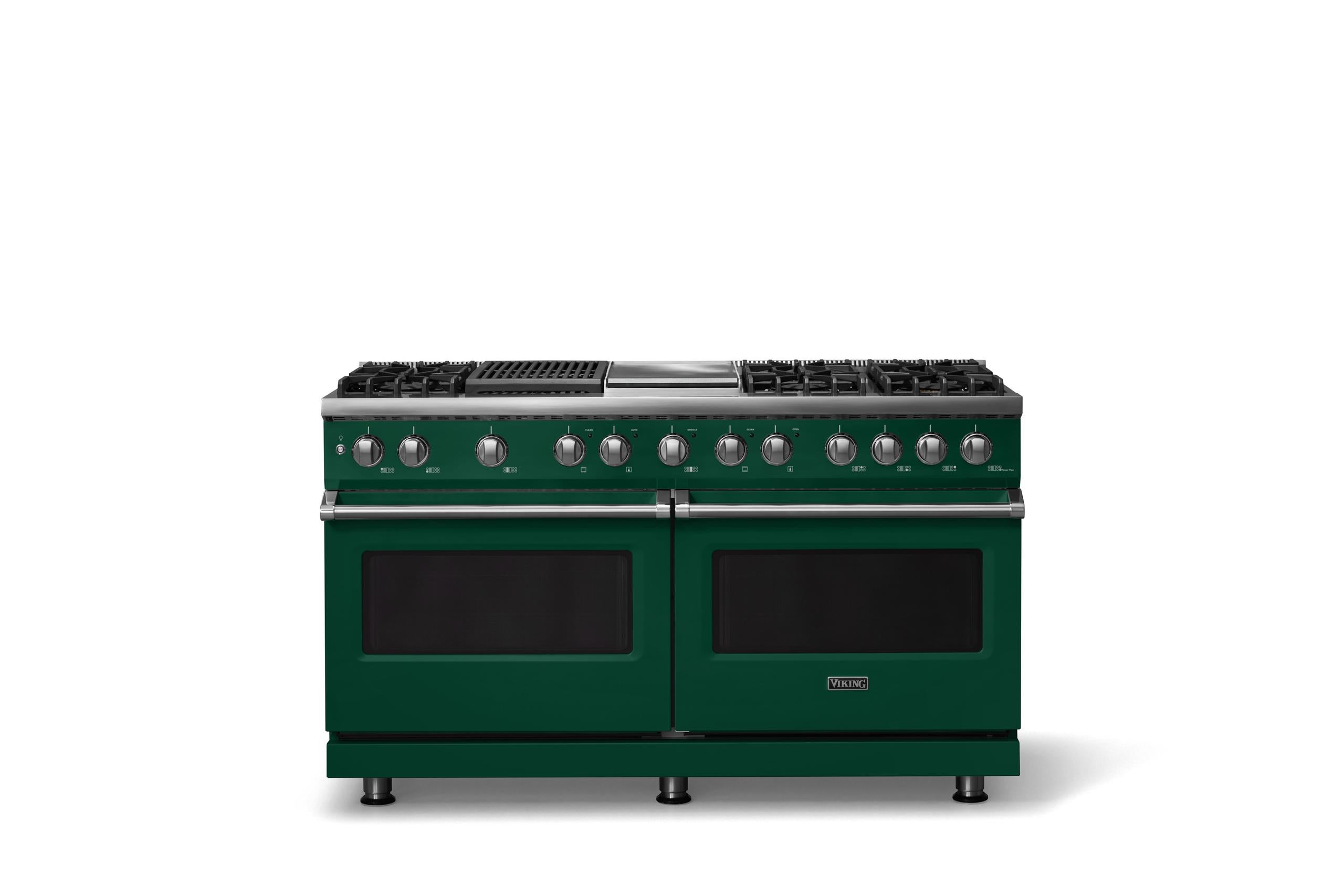 60"W.Dual Fuel Range (Finish: Ivy, Trim: Polished Chrome, Fuel: Natural Gas)