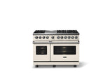 48"W. Dual Fuel Range (Burner: 6g, Finish: Pure White, Trim: Polished Chrome, Fuel: Natural Gas)