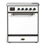 ILVE UMIB30QNR3WHB Majestic III 30 inch Induction Range with 4 Elements, 4 cu. ft. Oven Capacity (Solid Door, White, Burnished)