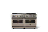 60"W.Dual Fuel Range (Finish: Nantucket, Trim: Polished Chrome, Fuel: Natural Gas)