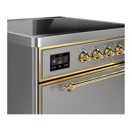 ILVE UMIB30QNR3SSG Majestic III 30 inch Induction Range with 4 Elements, 4 cu. ft. Oven Capacity (Solid Door, Stainless Steel, Brass)