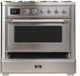 Majestic II 36 Inch Dual Fuel Natural Gas Freestanding Range in Stainless Steel with Chrome Trim