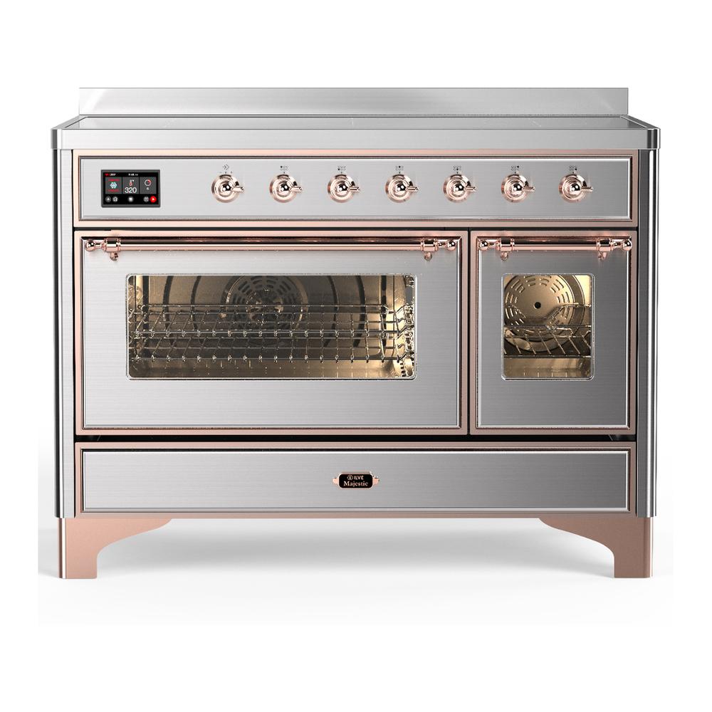ILVE UMIB48NR3SSP Majestic III 48 inch Induction Range with 6 Elements, 5.02 cu. ft. Total Oven Capacity (Triple Glass Door, Stainless Steel, Copper)