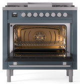 Professional Plus II 36 Inch Dual Fuel Liquid Propane Freestanding Range in Blue Grey with Trim