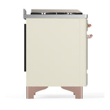 ILVE UM48FNR3AWP Majestic III 48 inch Dual Fuel Range with 8 Burners and Griddle, Dual Function Burner up to 25,000 BTU (Natural Gas, Triple Glass Door, Antique White, Copper)