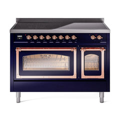 ILVE UNI486NMPMBP Nostalgie II Noblesse 48 inch Induction Range (Triple Glass Door, Midnight Blue, Copper)