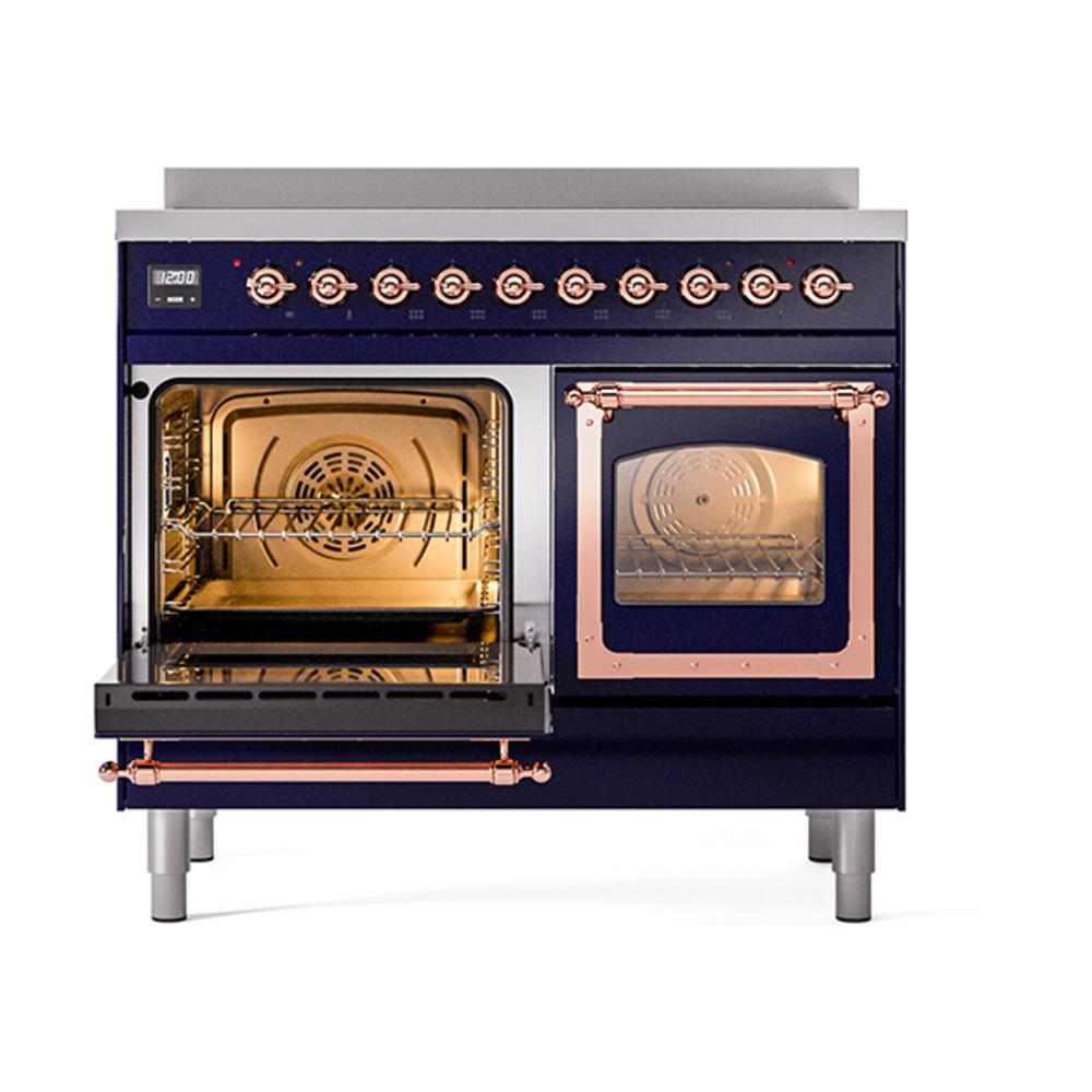 ILVE UNDI406NMPMBP Nostalgie II Noblesse 40 inch Induction Range (Triple Glass Door, Midnight Blue, Copper)