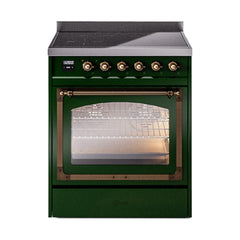 ILVE UNI304NMPEGB Nostalgie II Noblesse 30 inch Induction Range (Triple Glass Door, Emerald Green, Burnished)