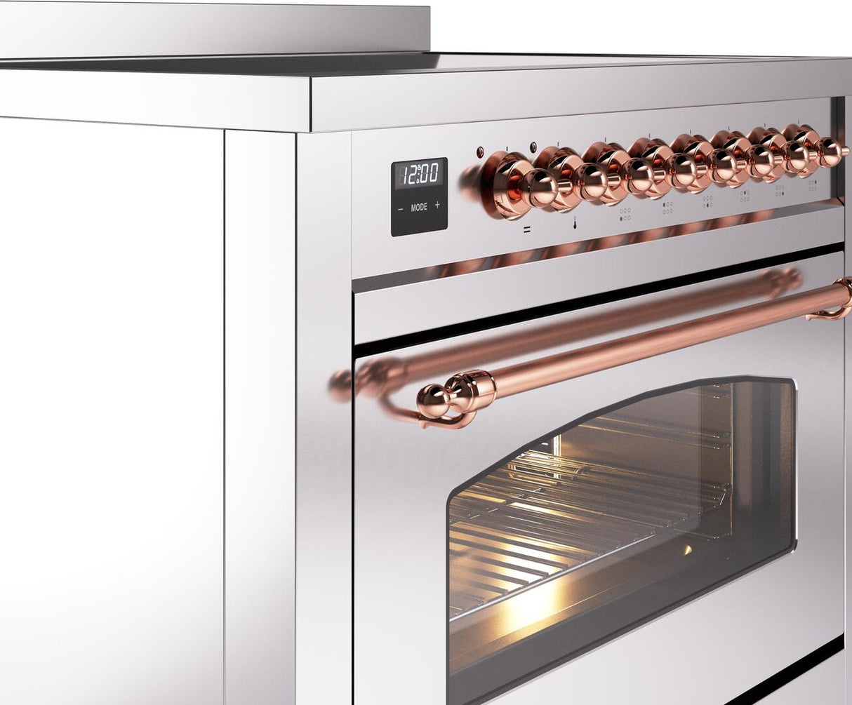 Nostalgie II 36 Inch Electric Freestanding Range in Stainless Steel with Copper Trim