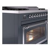 ILVE UN36FNMPBGC Nostalgie II Noblesse 36 inch Dual Fuel Range (Natural Gas, Triple Glass Door, Blue Grey, Chrome)