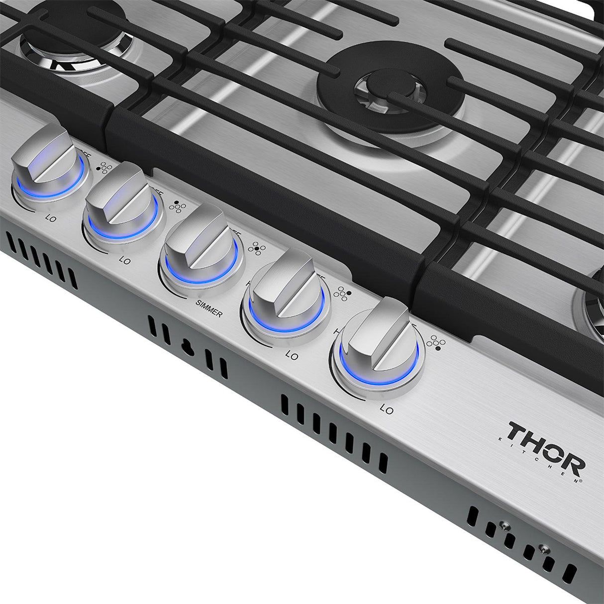 36 Inch Professional Gas Cooktop In Stainless Steel