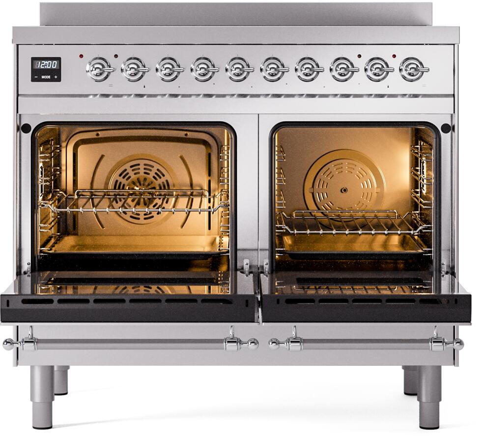 Nostalgie II 40 Inch Electric Freestanding Range in Stainless Steel with Chrome Trim