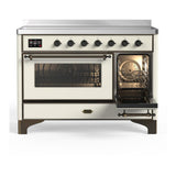 ILVE UMIB48NR3AWB Majestic III 48 inch Induction Range with 6 Elements, 5.02 cu. ft. Total Oven Capacity (Triple Glass Door, Antique White, Burnished)
