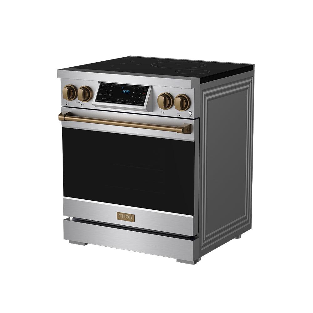 30 Inch Professional Induction Range With Tilt Panel Touch Control In Stainless Steel and Bronze  Gordon Ramsay Series