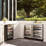 ZLINE Autograph Edition 24 in. Touchstone Dual Zone 44 Bottle Wine Cooler With DuraSnow' Stainless Steel Glass Door And Champagne Bronze Handle (RWDOZ-SN-24-CB)