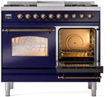 Nostalgie II 40 Inch Dual Fuel Natural Gas Freestanding Range in Blue with Bronze Trim