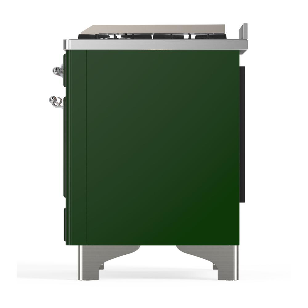 ILVE UMD40FQNR3EGCLP Majestic III 40 inch Dual Fuel Range with 6 Burners and Griddle, Dual Function Burner up to 25,000 BTU (Liquid Propane, Solid Door, Emerald Green, Chrome)