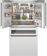 800 Series French Door Bottom Mount Refrigerator, Glass door 36" White, Total No Frost