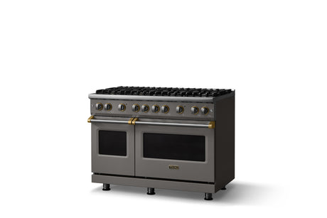 48"W. Sealed Burner Gas Range (Burner: 8b, Finish: Damascus Gray, Trim: Polished Chrome, Fuel: Propane)