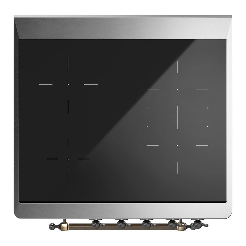 ILVE UMIB30QNR3BKB Majestic III 30 inch Induction Range with 4 Elements, 4 cu. ft. Oven Capacity (Solid Door, Glossy Black, Burnished)