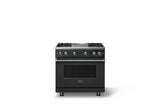 36"W. Sealed Burner Gas Range (Burner: 4g, Finish: Antique Bronze, Trim: Polished Chrome, Fuel: Propane)
