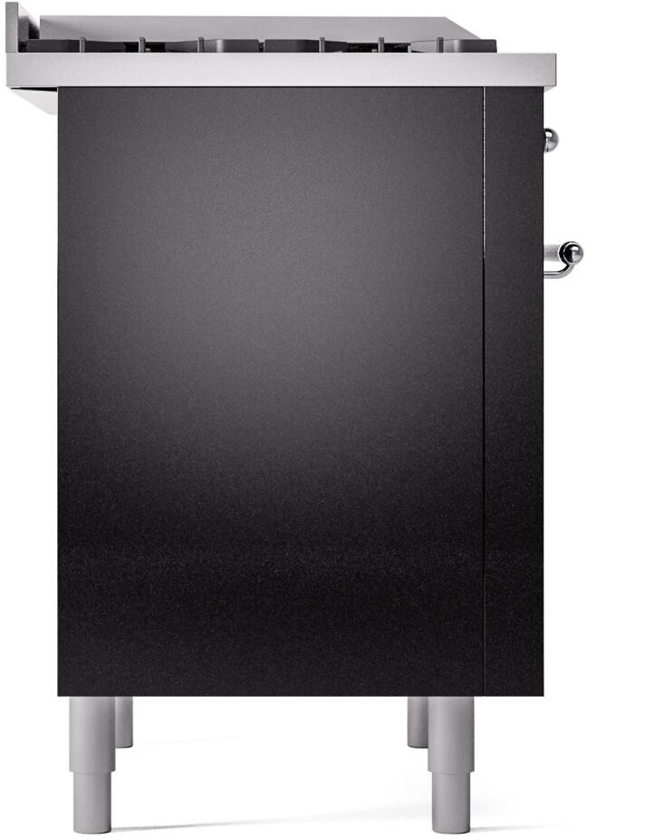 Nostalgie II 36 Inch Dual Fuel Liquid Propane Freestanding Range in Glossy Black with Chrome Trim